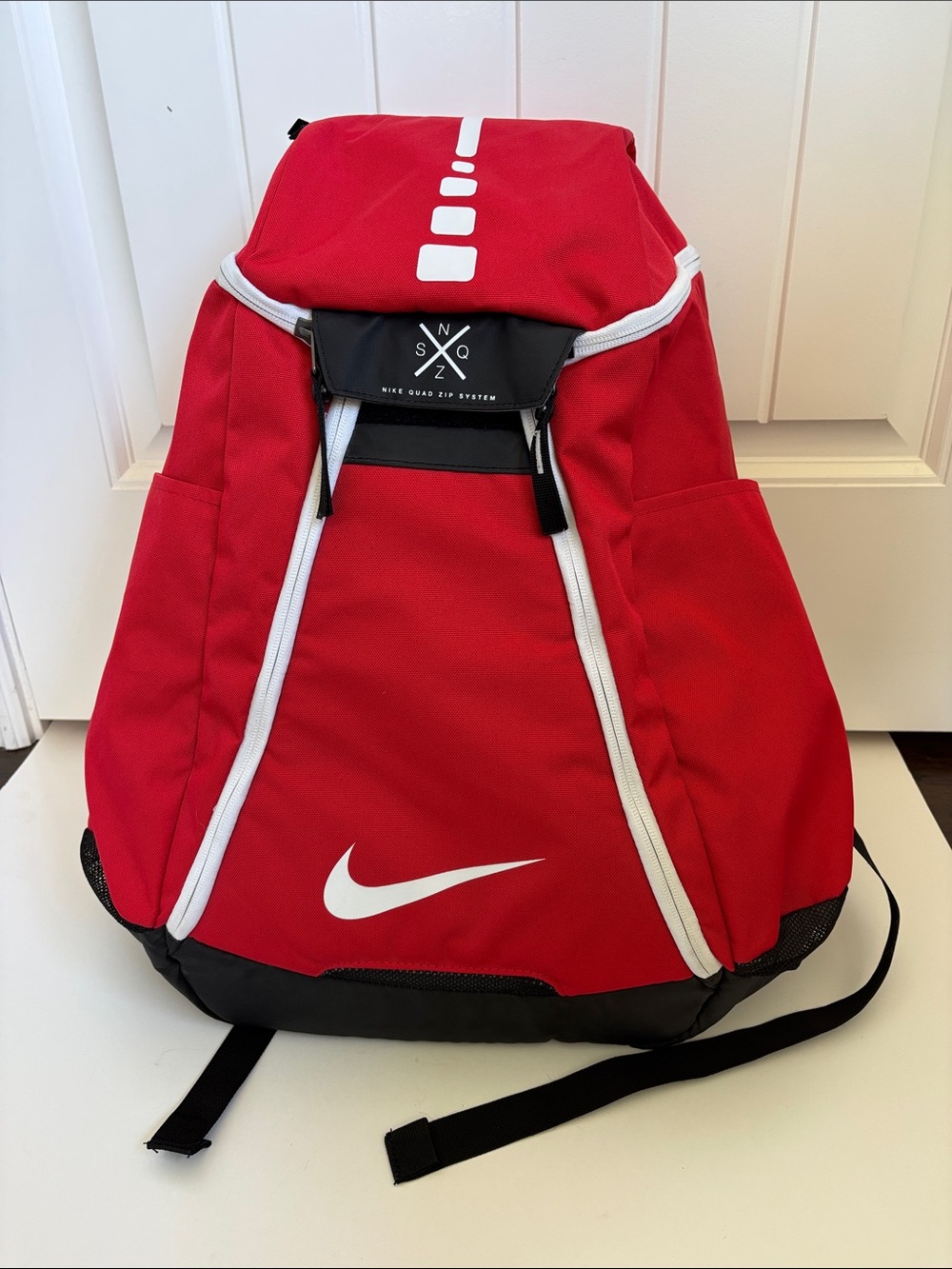 NIKE Quad ZIip System Hoops Elite Max Air Red Black Backpack BA5259 657 New